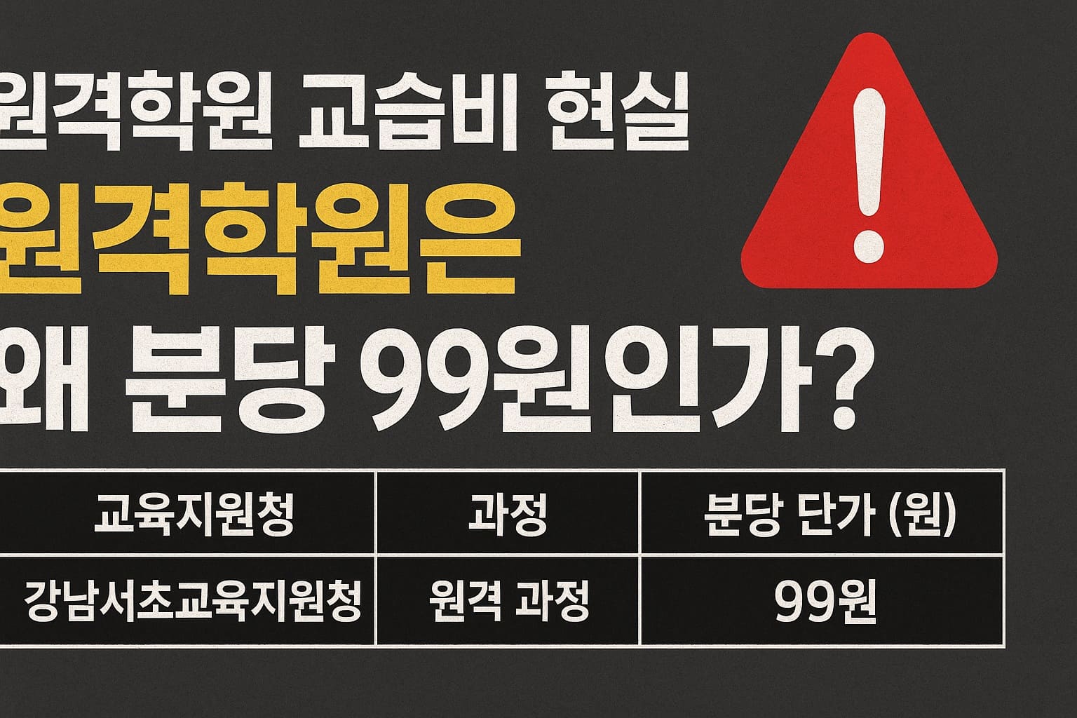 🛑 원격학원 교습비 현실 비판 — ‘원격학원은 왜 분당 99원인가?’