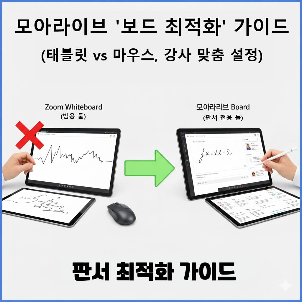 온라인원격학원 필독-모아라이브 '보드 최적화' 가이드(태블릿 vs 마우스)